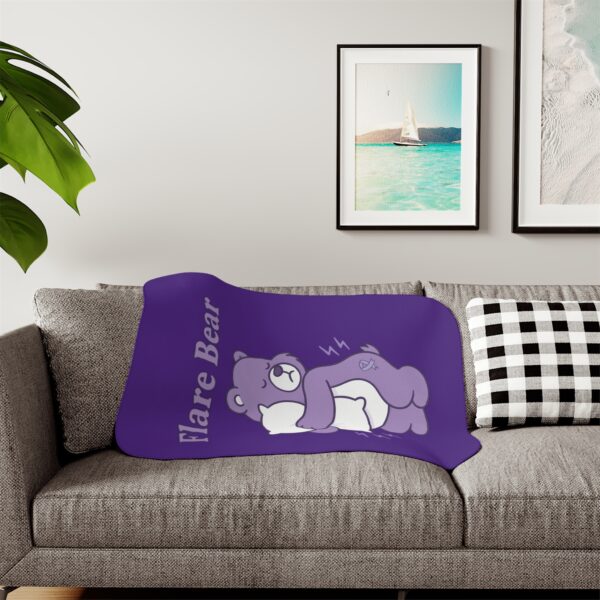 Cozy Flare Bear Sherpa Blanket – Purple & Beige Lupus and Chronic Illness Comfort Throw for Warriors - Image 3