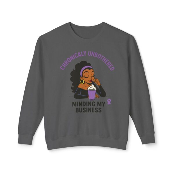 Chronic Unbothered Sweatshirt – Minding My Business Crewneck for Lupus Warriors & Chronic Illness Support (Brown) - Image 8