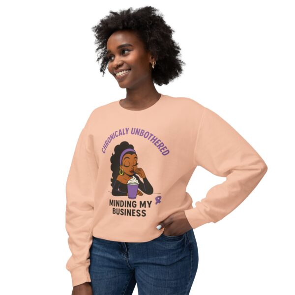 Chronic Unbothered Sweatshirt – Minding My Business Crewneck for Lupus Warriors & Chronic Illness Support (Brown) - Image 4