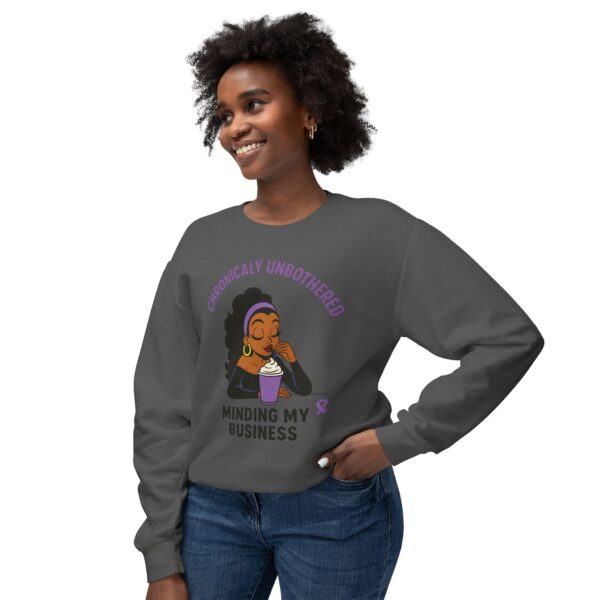 Chronic Unbothered Sweatshirt – Minding My Business Crewneck for Lupus Warriors & Chronic Illness Support (Brown) - Image 10