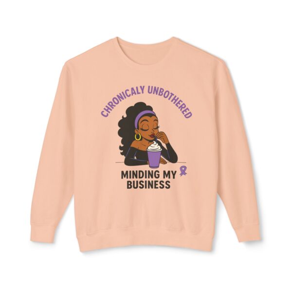 Chronic Unbothered Sweatshirt – Minding My Business Crewneck for Lupus Warriors & Chronic Illness Support (Brown) - Image 3