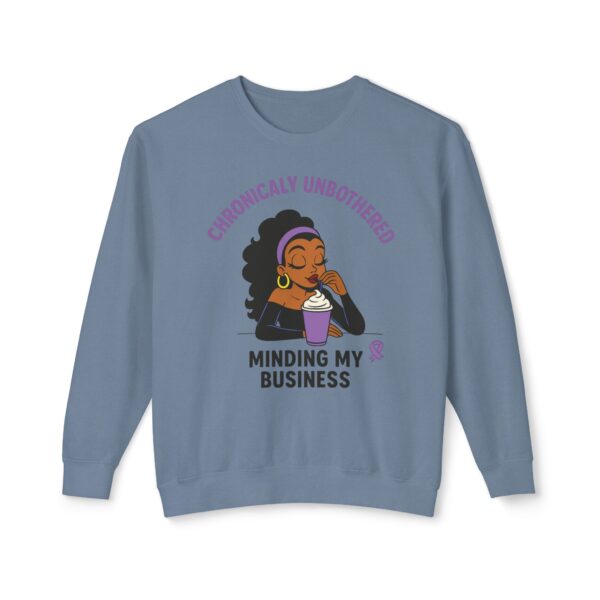 Chronic Unbothered Sweatshirt – Minding My Business Crewneck for Lupus Warriors & Chronic Illness Support (Brown) - Image 12