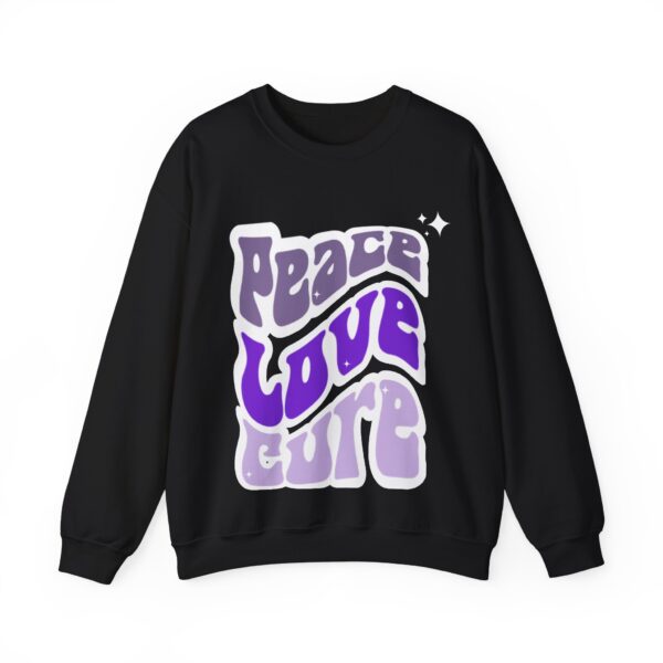 Peace, Love, Cure Crewneck Sweatshirt Chronic Illness and Lupus